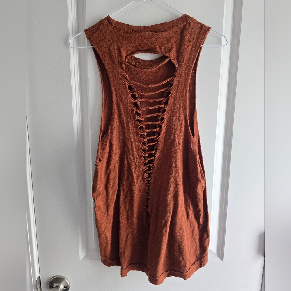 Mono B Brown Sleeveless Top with Cutout Back